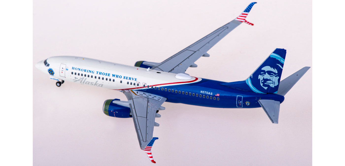 1:400 Geminijets GJASA2122 Alaska Airline Boeing 737-800S N570AS Honoring Those Who Serve+Free Tractor