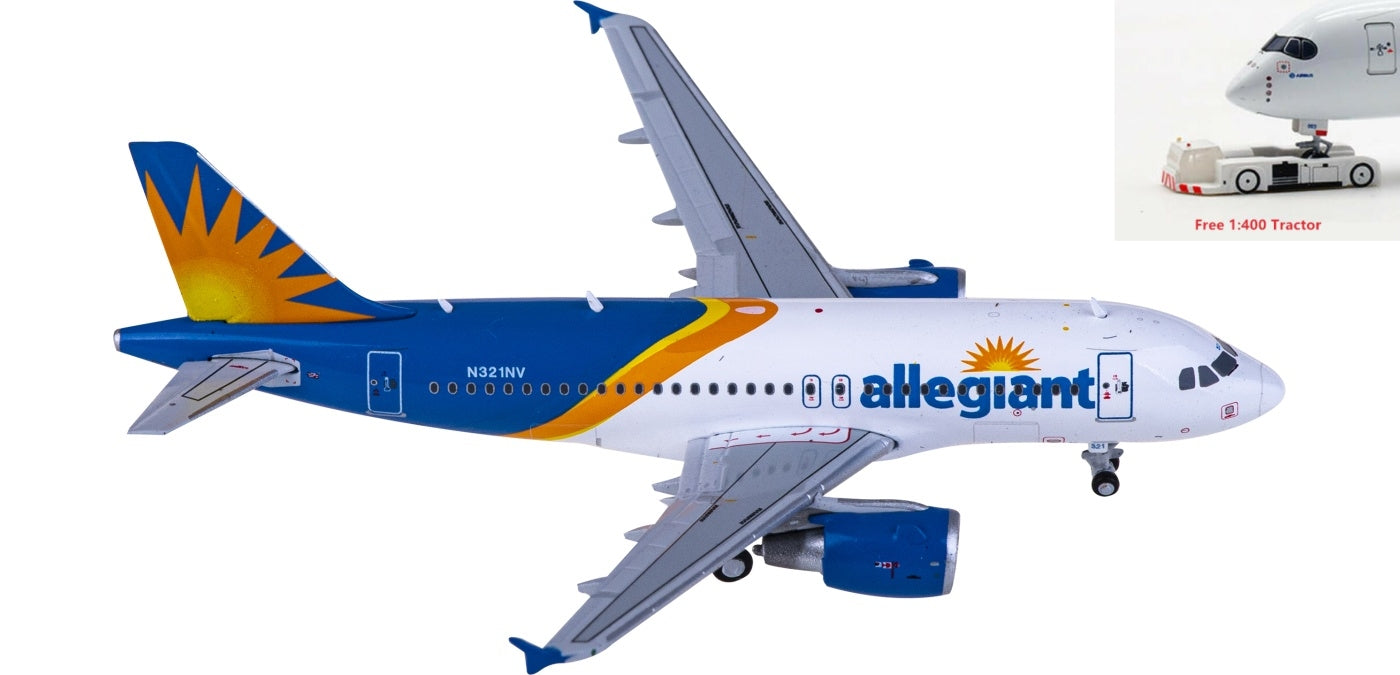 1:400 Geminijets GJAAY2131 Allegiant Airbus A319 N321NV+Free Tractor