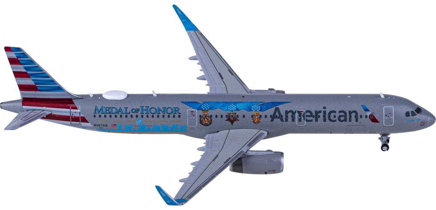 1:400 Geminijets GJAAL2139 American Airlines Airbus A321 N167AN Flagship Valor Medal of Honor+Free Tractor