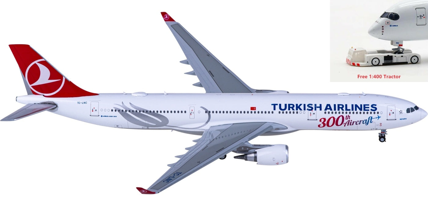 1:400 JC Wings EW4333012 Turkish Airlines Airbus A330-300 TC-LNC+Free Tractor