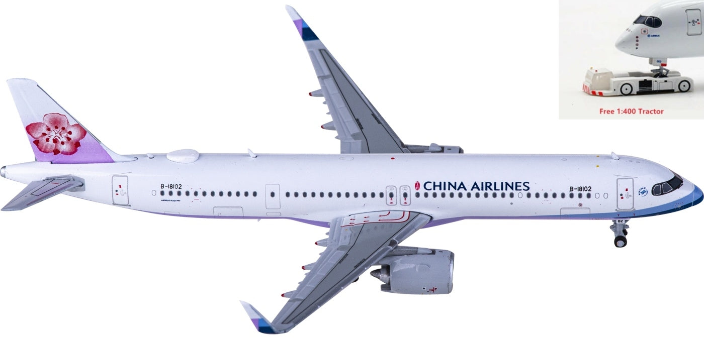 1:400 JC Wings XX40032 China Airlines Airbus A321neo B-18102+Free Tractor