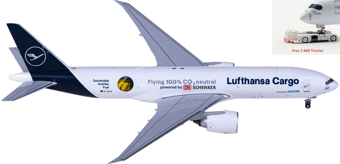 1:400 NG Models NG72006 Lufthansa Airlines Cargo Boeing 777F D-ALFG+Free Tractor