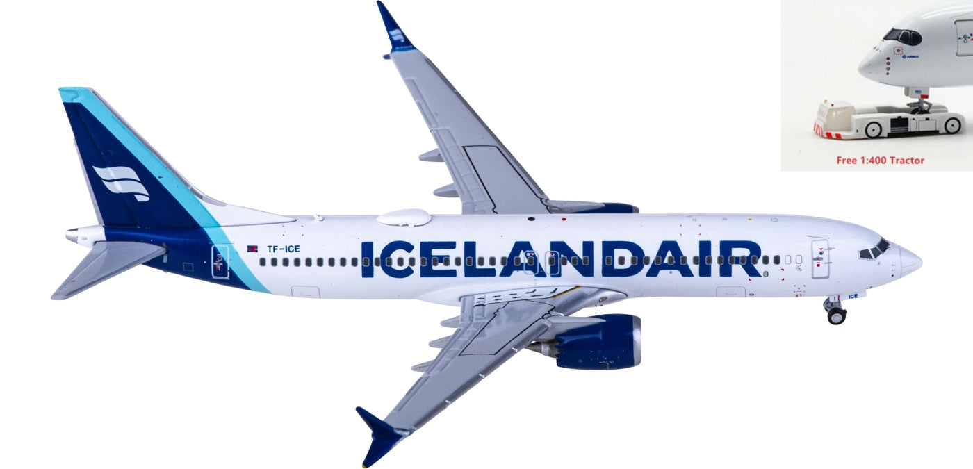 1:400 Geminijets GJICE2123 Icelandair Boeing 737 MAX 8 TF-ICE+Free Tractor