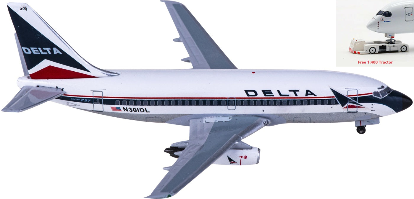 1:400 AeroClassics BBX41639 Delta Air Lines Boeing 737-200 N301DL Aircraft Model+Free Tractor