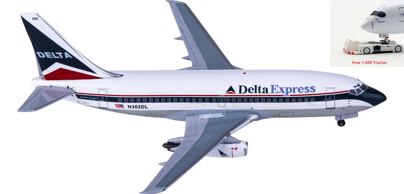 1:400 AeroClassics BBX41640 Delta Air Lines Boeing 737-200 N302DL Aircraft Model+Free Tractor