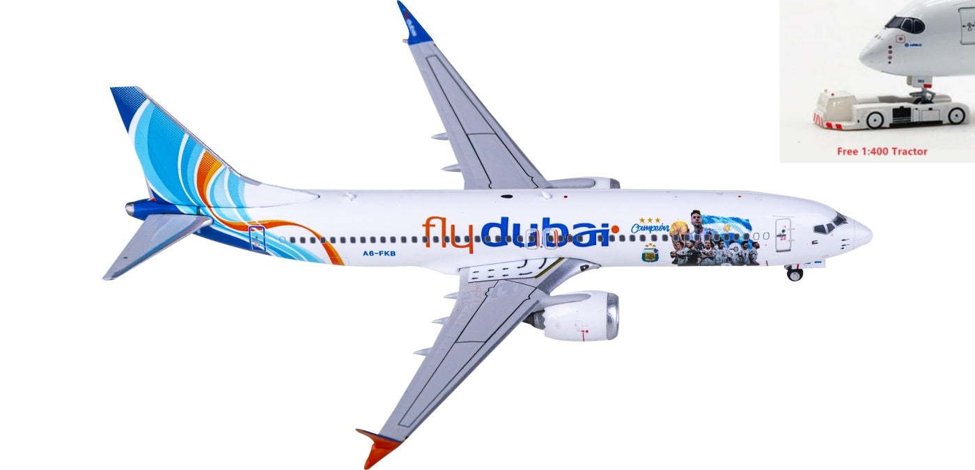 1:400 Phoenix PH04503 Flydubai Boeing 737 MAX 8 A6-FKB+Free Tractor