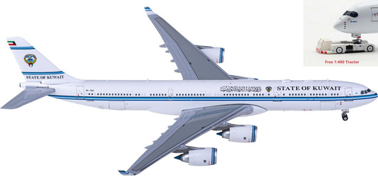 1:400 JC Wings XX40053 Kuwait Government Airbus A340-500 9K-GBA Aircraft Model+Free Tractor