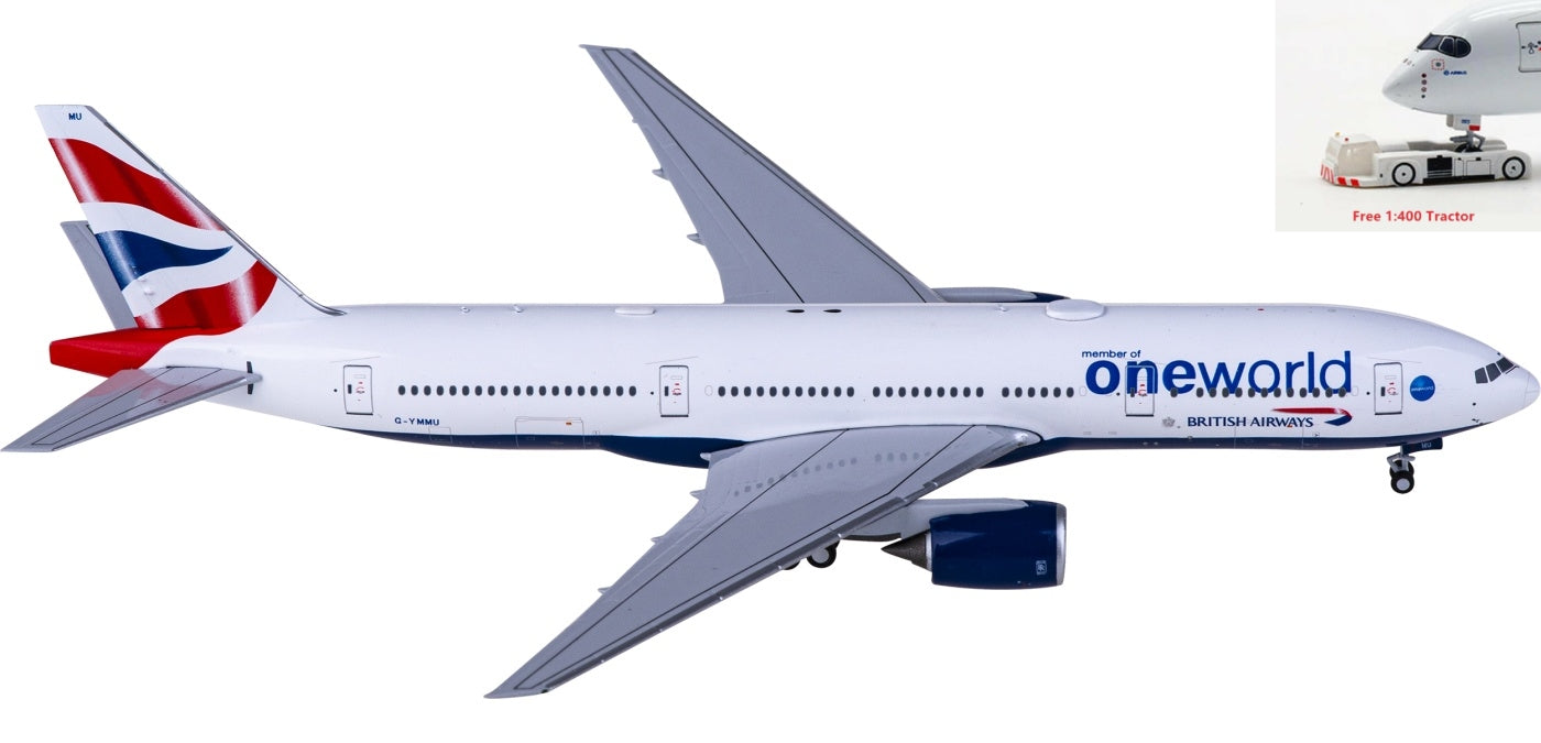 1:400 NG Models NG72036 British Airways Boeing 777-200ER G-YMMU+Free Tractor