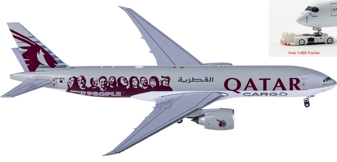 1:400 NG Models NG72025 Qatar Cargo Boeing 777F A7-BFG+Free Tractor