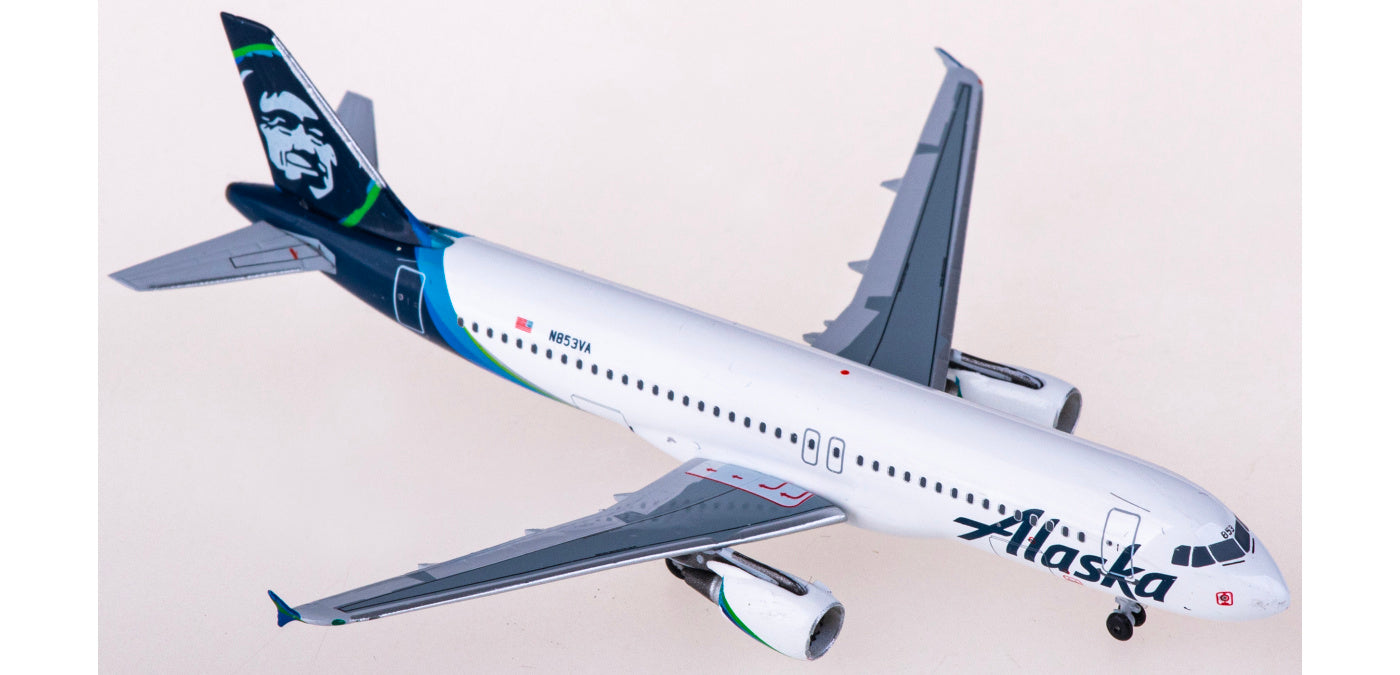 1:400 AeroClassics AC411301 Alaska Airlines Airbus A320 N853VA Aircraft Model+Free Tractor