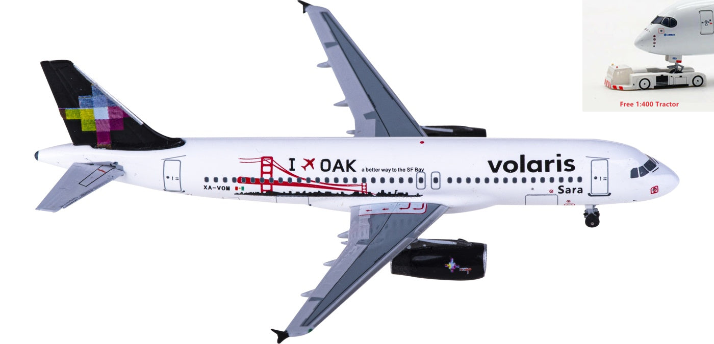 1:400 AeroClassics AC411252 Volaris Airbus A320 XA-VOM Aircraft Model+Free Tractor