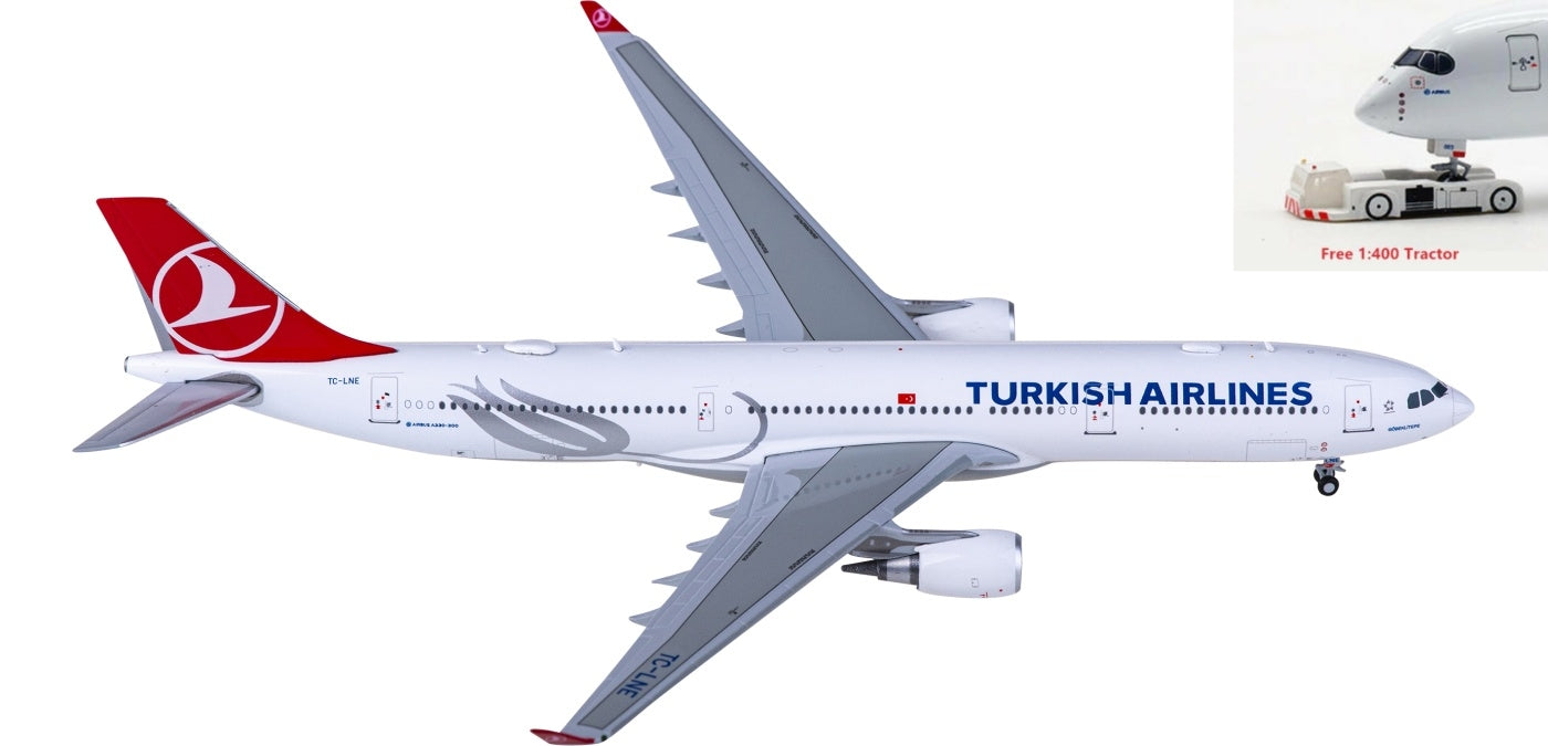 1:400 JC Wings EW4333013 Turkish Airlines Airbus A330-300 TC-LNE Aircraft Model+Free Tractor