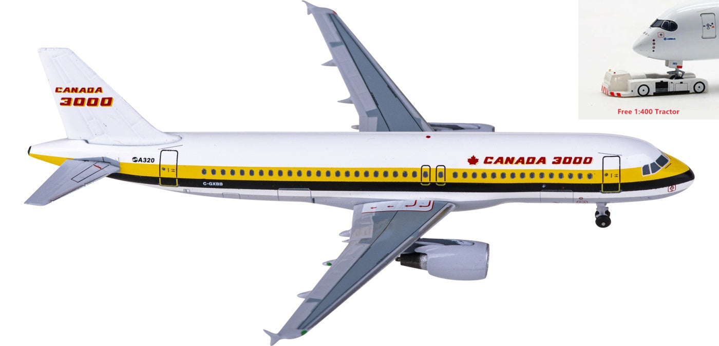 1:400 AeroClassics AC411256 Canada 3000 Airbus A320 C-GXBB Aircraft Model+Free Tractor