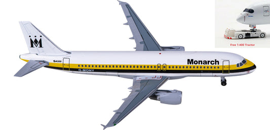 1:400 AeroClassics AC411257 Monarch Airlines Airbus A320 G-MONY Aircraft Model+Free Tractor