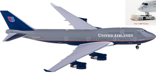 1:400 Phoenix PH04535 United Airlines Boeing 747-400 N187UA+Free Tractor