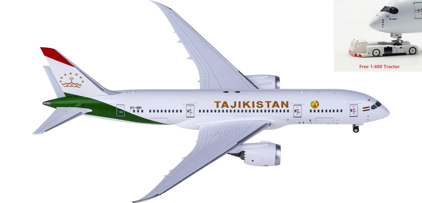 1:400 NG Models NG59023 Tajikistan Boeing 787-8 EY-001 +Free Tractor