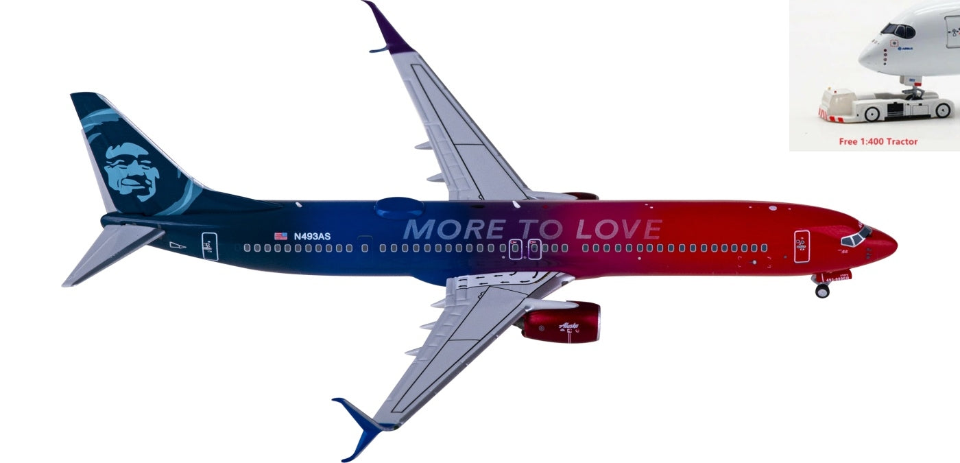 1:400 NG Models NG79023 Alaska Airlines Boeing 737-900ER N493AS+Free Tractor