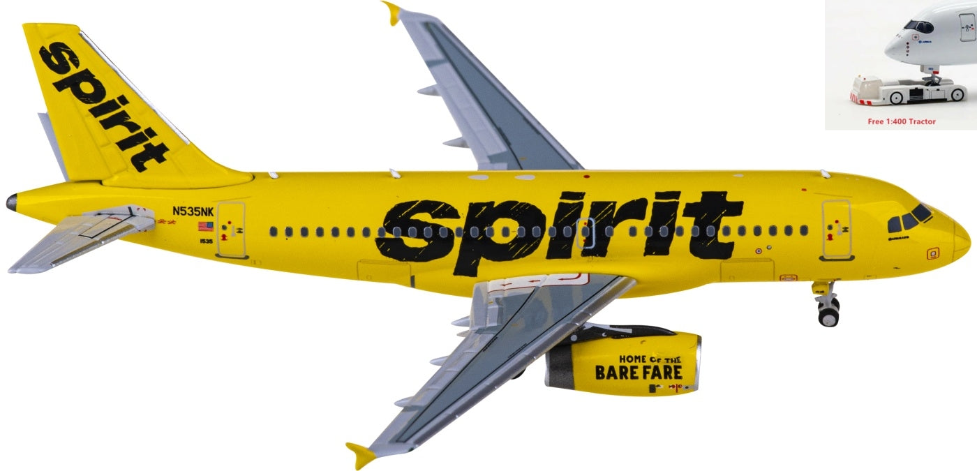 1:400 NG Models NG49022 Spirit Airlines Airbus A319 N535NK+Free Tractor