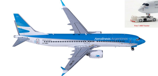 1:400 JC Wings LH4197 Aerolíneas Argentinas Boeing 737 MAX 8 LV-HKV Aircraft Model+Free Tractor