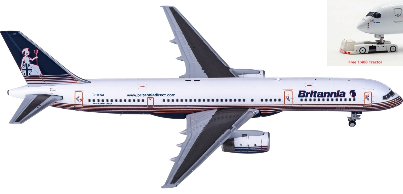 1:400 JC Wings XX4273 Britannia Boeing 757-200 G-BYAI Aircraft Model+Free Tractor