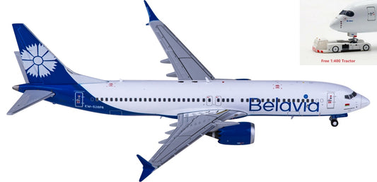 1:400 JC Wings LH4247 Belavia Boeing 737 MAX 8 EW-528PA+Free Tractor