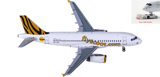 1:400 NG Models NG49011 Scoot Airlines Airbus A319 9V-TRA+Free Tractor