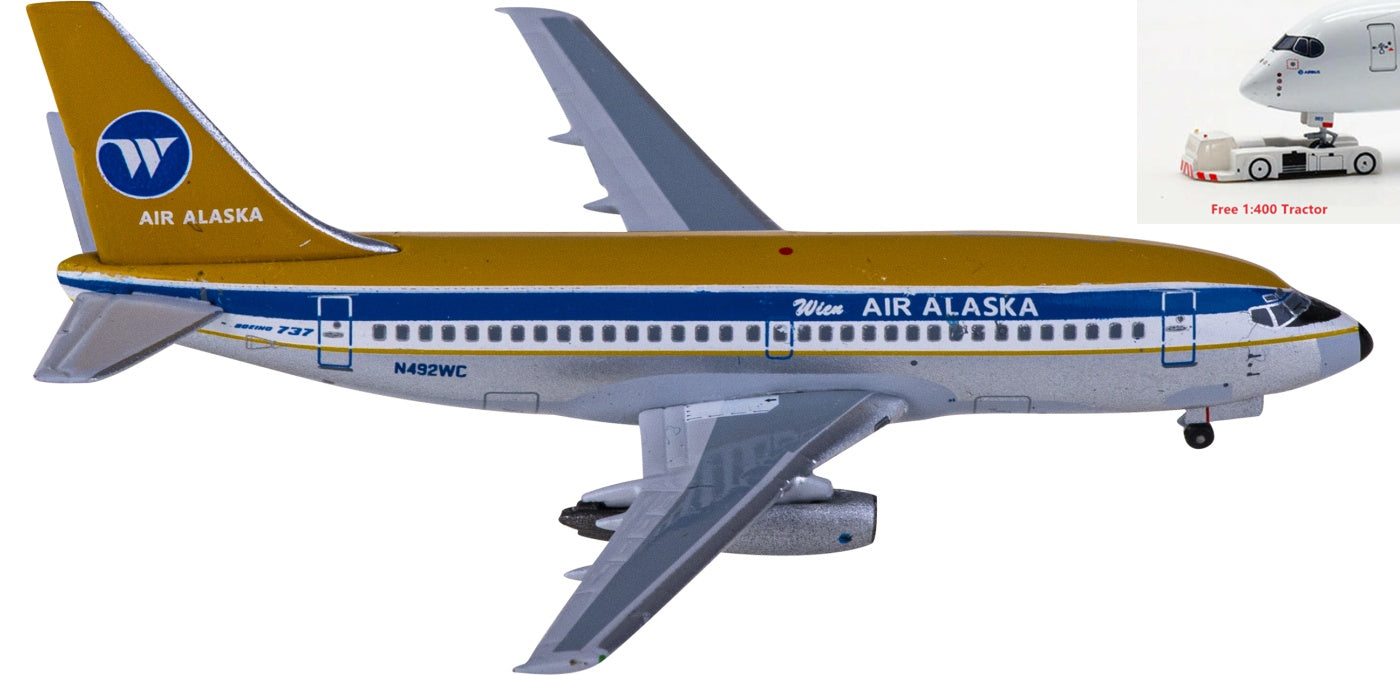 1:400 AeroClassics AC411278 Wien Air Alaska Boeing 737-200 N492WC Aircraft Model+Free Tractor