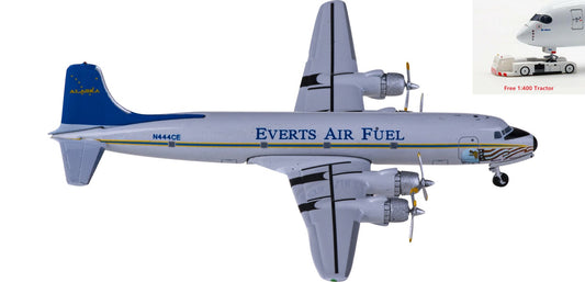 1:400 AeroClassics AC411283 Everts Air Fuel Douglas DC-6 N444CE Aircraft Model+Free Tractor