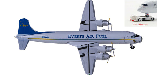 1:400 AeroClassics AC411284 Everts Air Fuel Douglas DC-6 N77808 Aircraft Model+Free Tractor