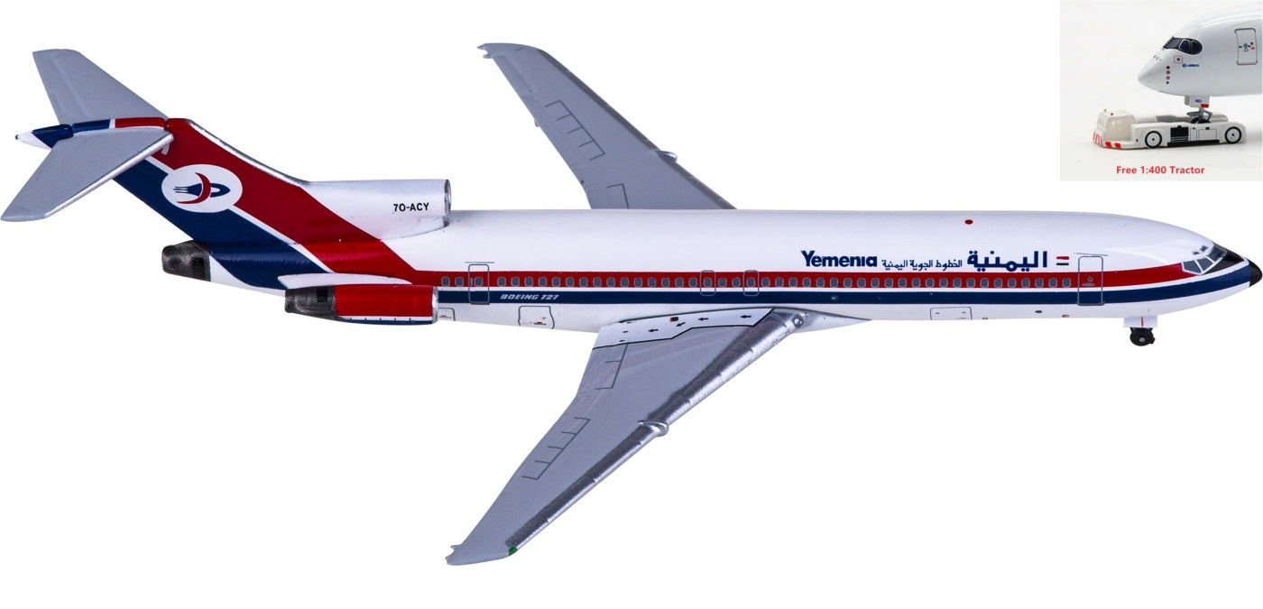 1:400 AeroClassics AC411231 Yemenia Boeing 727-200 7O-ACY Aircraft Model+Free Tractor