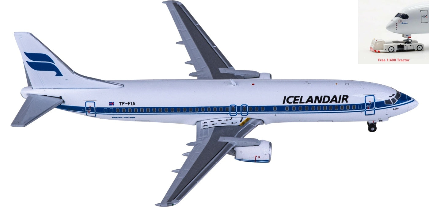 1:400 JC Wings LH4307 Icelandair Boeing 737-400 TF-FIA Aircraft Model+Free Tractor