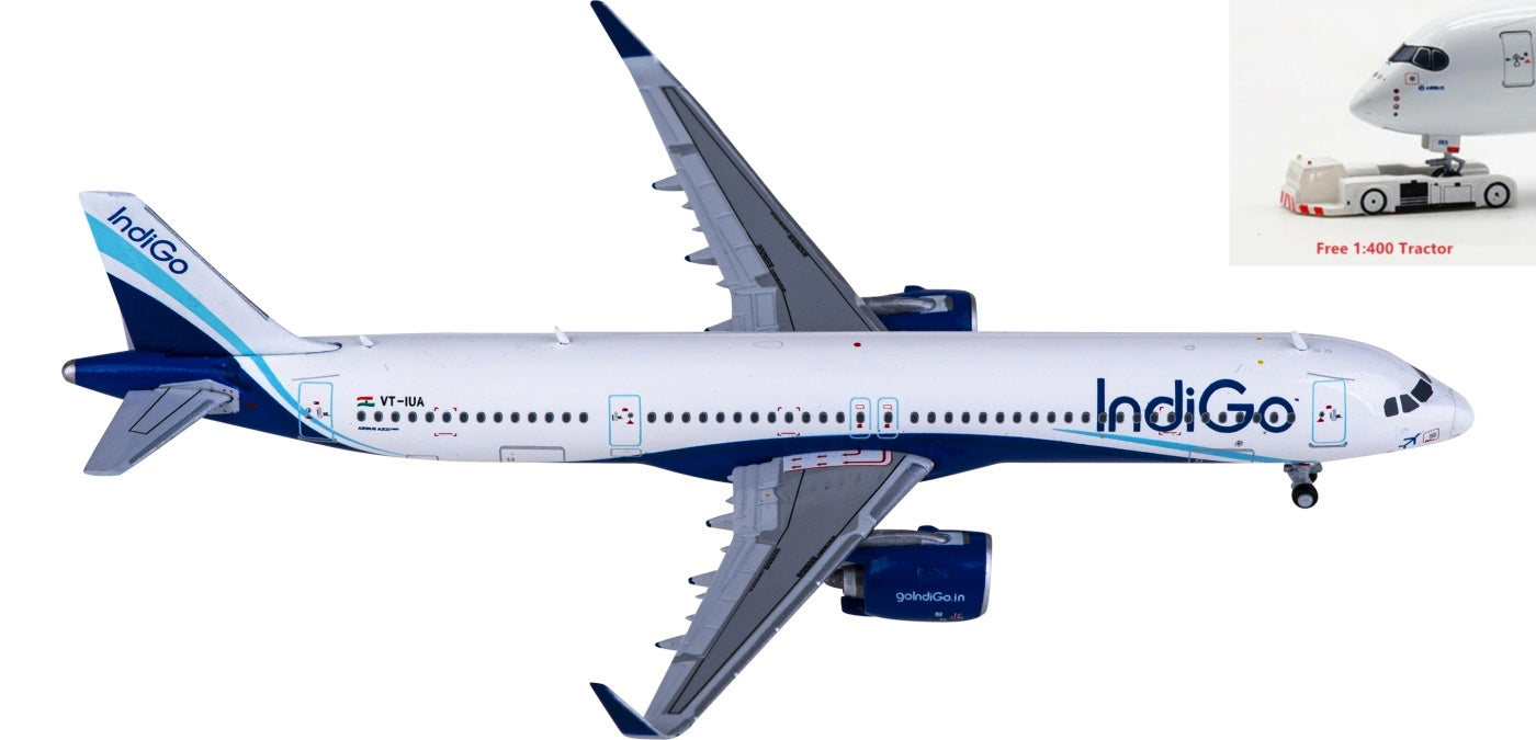 1:400 JC Wings XX4974 Indigo Airbus A321neo VT-IUA Aircraft Model+Free Tractor