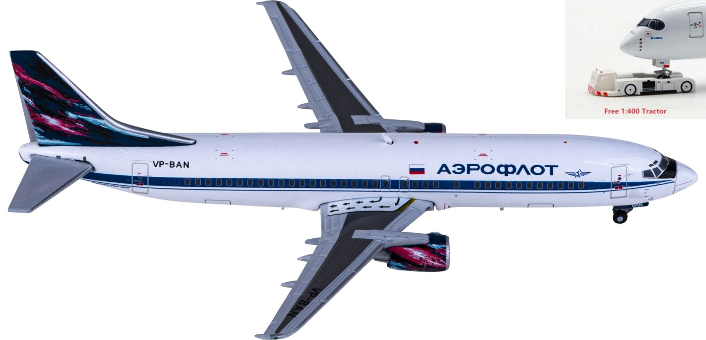 1:400 JC Wings XX4978 Aeroflot Boeing 737-400 VP-BAN Aircraft Model+Free Tractor