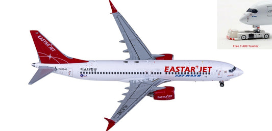 1:400 JC Wings XX4133 Eastar Jet Boeing 737 MAX 8 HL8340 Aircraft Model+Free Tractor