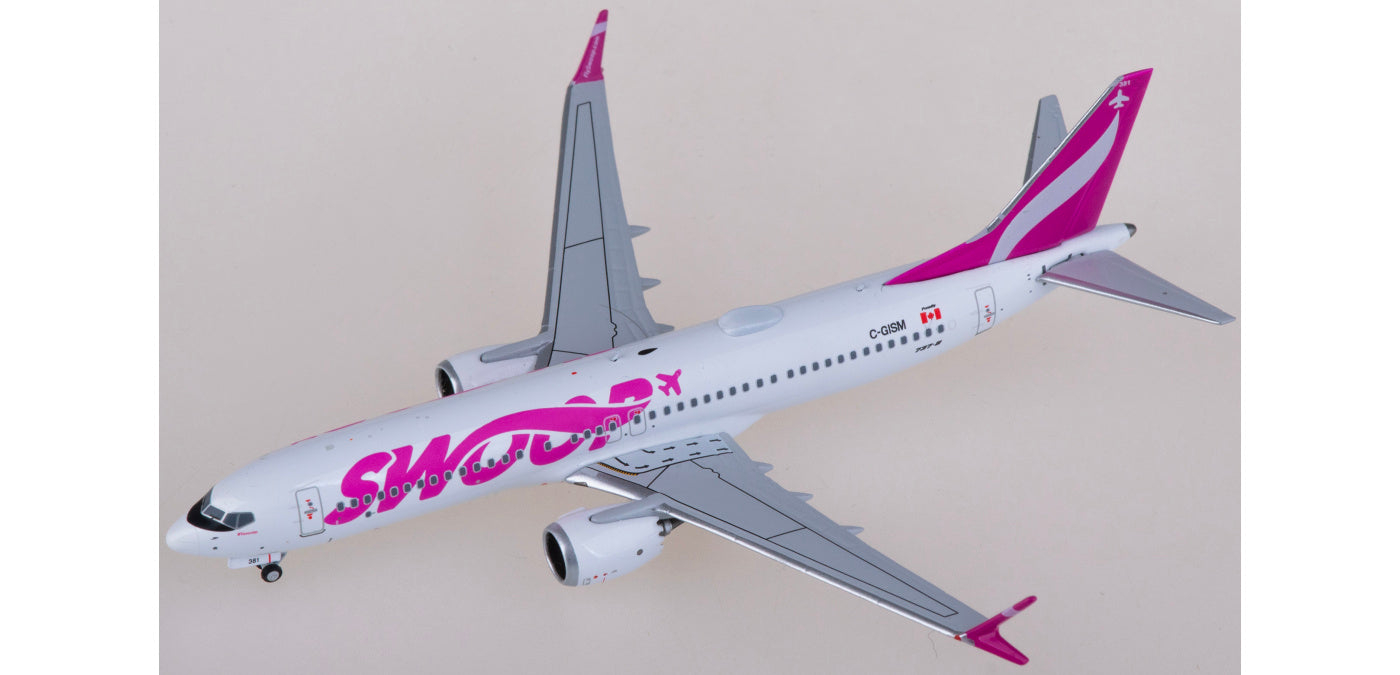 1:400 NG Models NG88022 Swoop Airlines Boeing 737 MAX 8 C-GISM Aircraft Model+Free Tractor