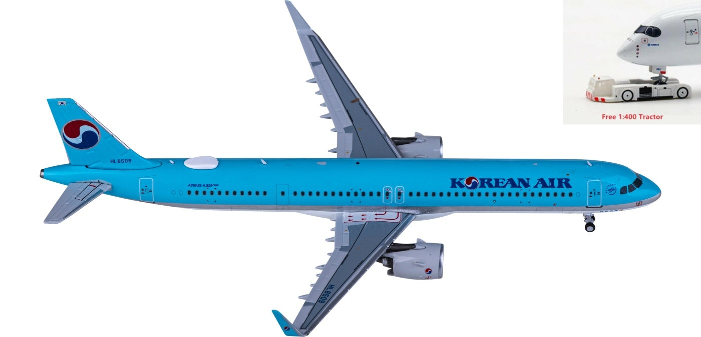 1:400 NG Models NG13096 Korean Air Airbus A321neo HL8509 Aircraft Model+Free Tractor