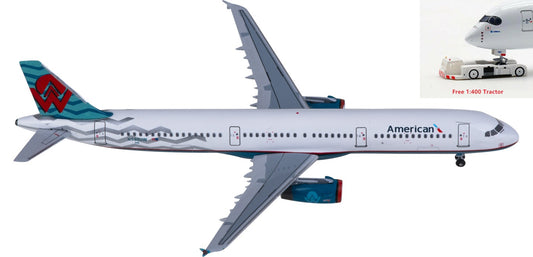 1:400 AeroClassics BBX41673 American Airlines Airbus A321 N580UW Aircraft Model+Free Tractor