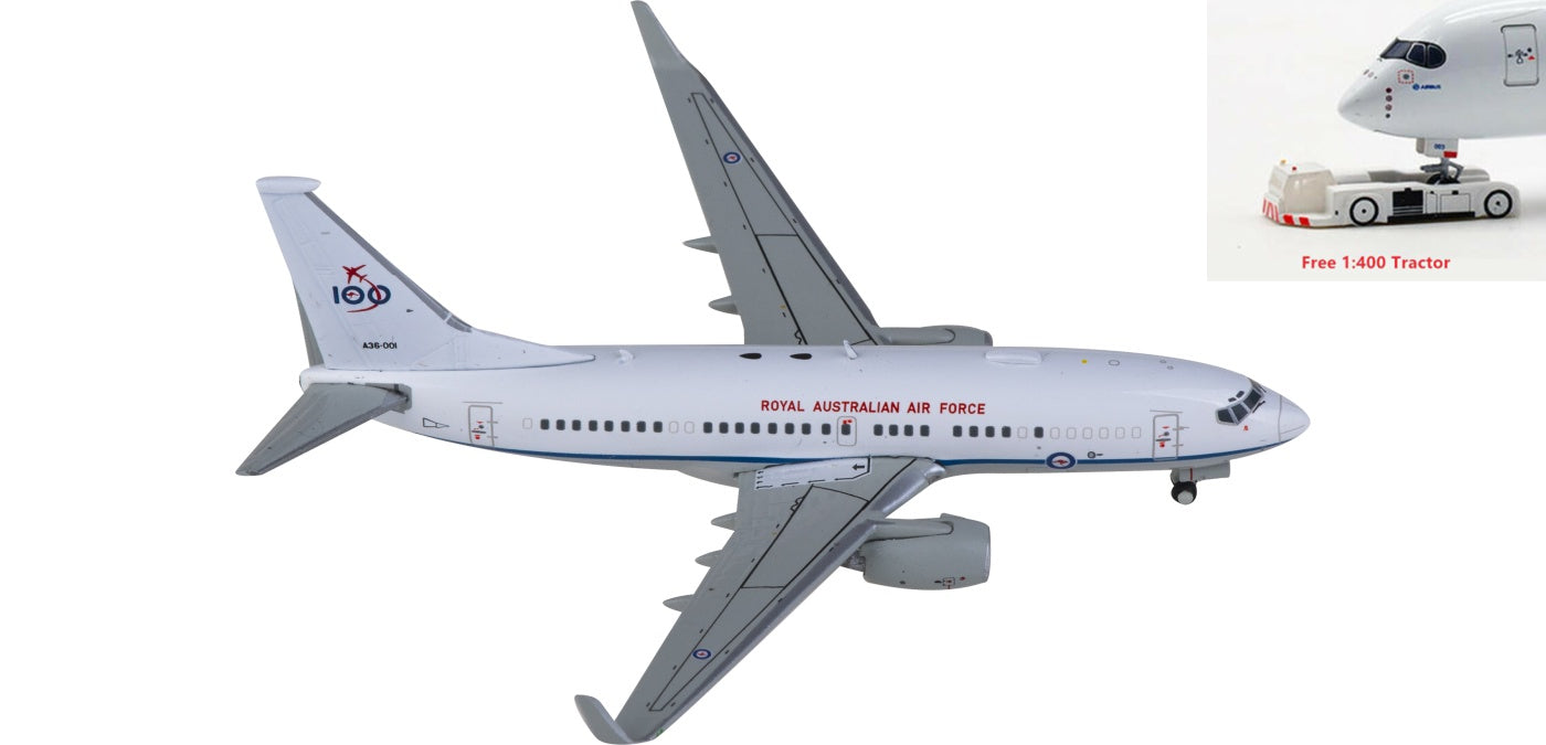 1:400 Geminijets GMRAA135 RAAF Boeing 737-700W A36-001 RAAF 100 Years Aircraft Model+Free Tractor