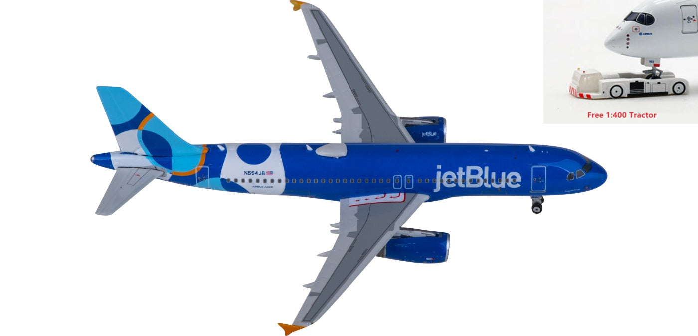 1:400 Phoenix PH04572 JetBlue Airbus A320 N554JB Aircraft Model+Free Tractor