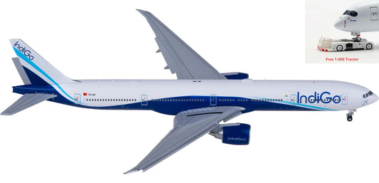 1:400 JC Wings LH4344A IndiGo Boeing 777-300ER TC-LKD "Flaps down" Aircraft Model+Free Tractor