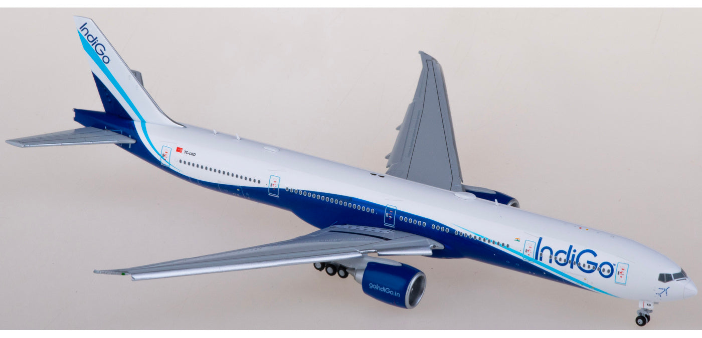 1:400 JC Wings LH4344A IndiGo Boeing 777-300ER TC-LKD "Flaps down" Aircraft Model+Free Tractor