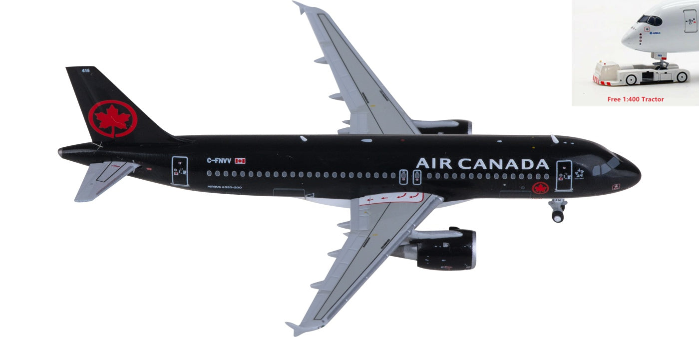 1:400 Geminijets GJACA2255 Air Canada Airbus A320 C-FNVV Aircraft Model+Free Tractor