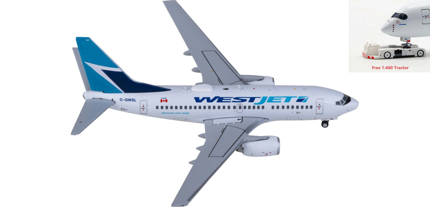 1:400 Geminijets GJWJA2259 WestJet Boeing 737-600 C-GWSL Aircraft Model+Free Tractor