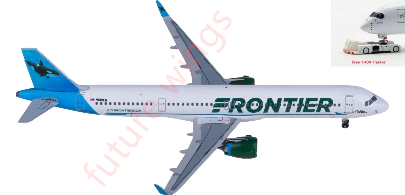 1:400 AeroClassics AC411272 Frontier Airlines Airbus A321neo N610FR Aircraft Model+Free Tractor