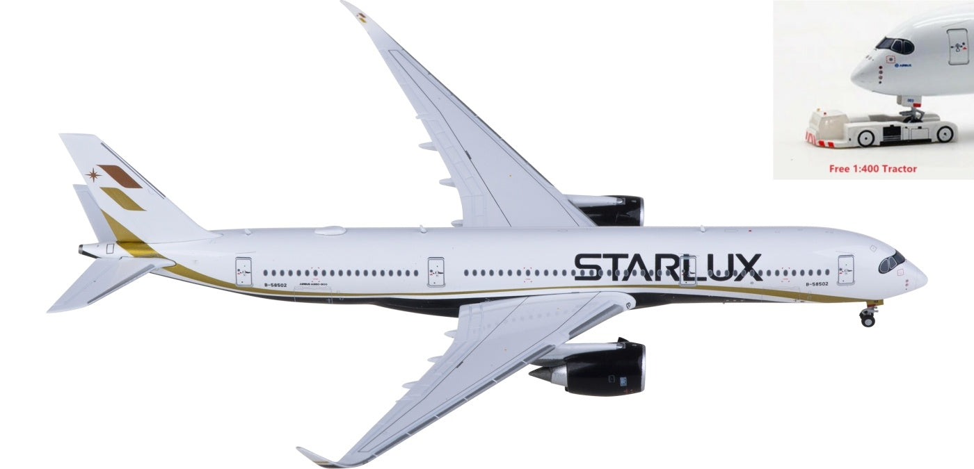 1:400 JC Wings EW4359008 Starlux Airlines Airbus A350-900 B-58502 Aircraft Model+Free Tractor