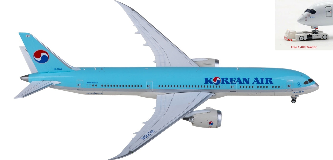 1:400 JC Wings EW4789005 Korean Air Boeing 787-9 Dreamliner HL7206 Aircraft Model+Free Tractor