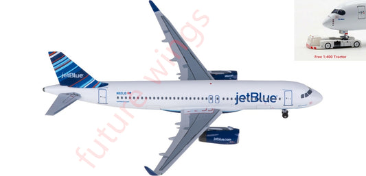 1:400 AeroClassics AC411268 JetBlue Airbus A320 N821JB Aircraft Model+Free Tractor