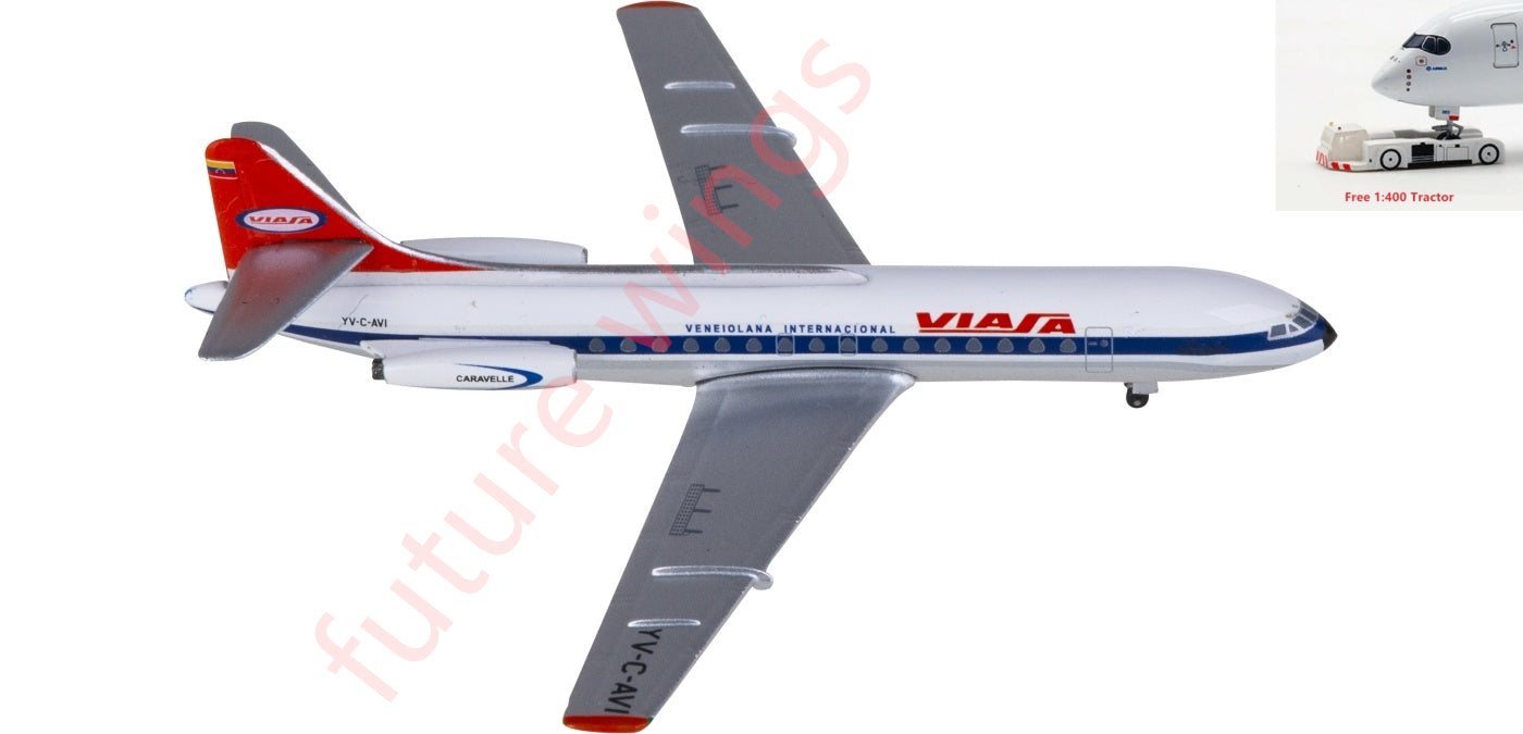 1:400 AeroClassics AC411340 Viasa Sud Aviation SE 210 YV-C-AVI Aircraft Model+Free Tractor