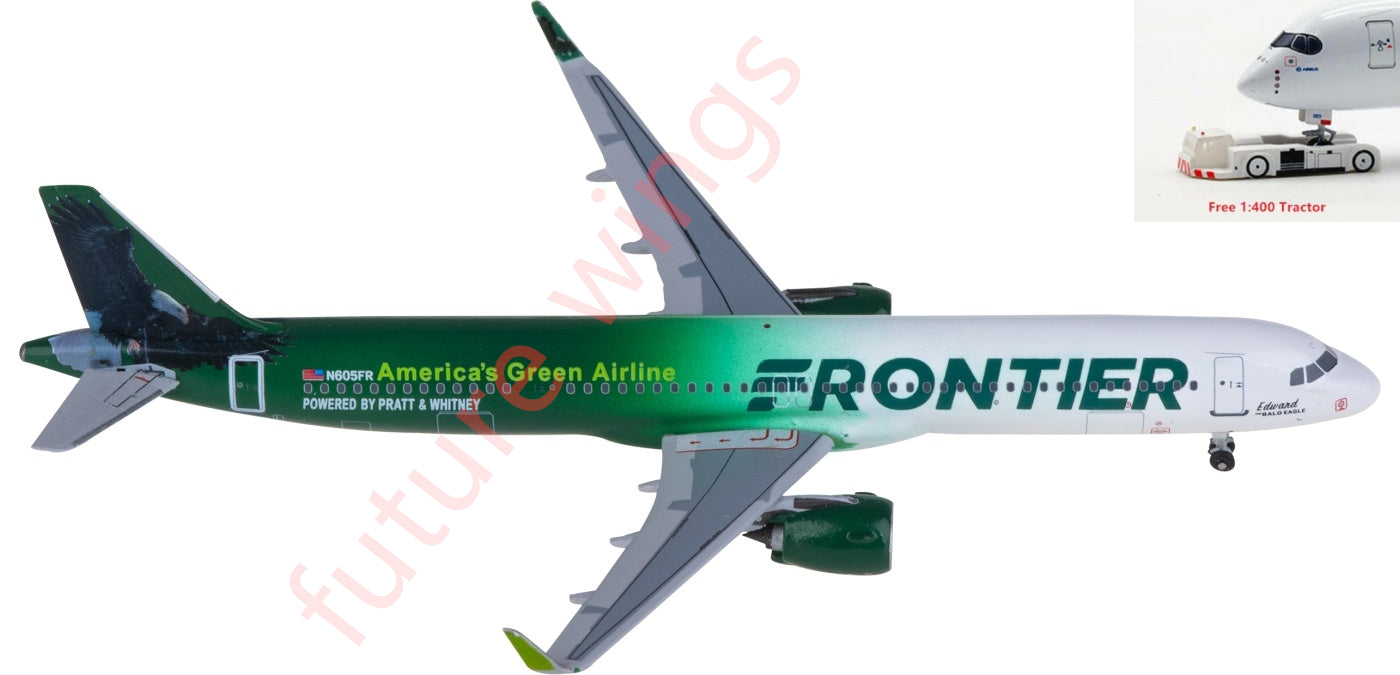 1:400 AeroClassics AC411270 Frontier Airlines Airbus A321neo N605FR Aircraft Model+Free Tractor