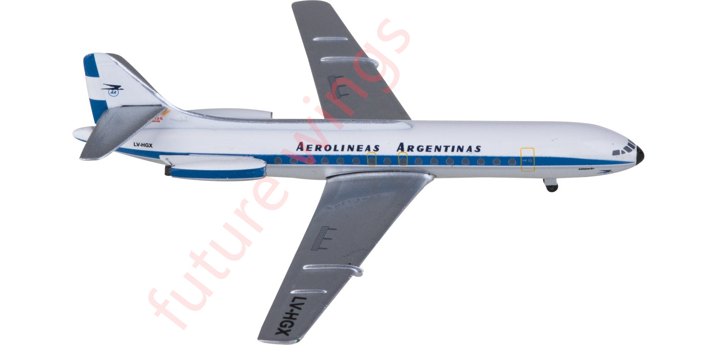 1:400 AeroClassics AC411339 Aerolíneas Argentinas Sud Aviation SE 210 LV-HGX Aircraft Model+Free Tractor